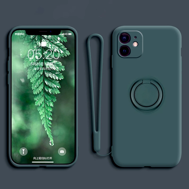 Силиконовый чехол для iPhone 12 11 Pro Max Mini XS X XR 6 S 7 8 Plus iPhone8 7Plus iPhone11 кольцо подставка