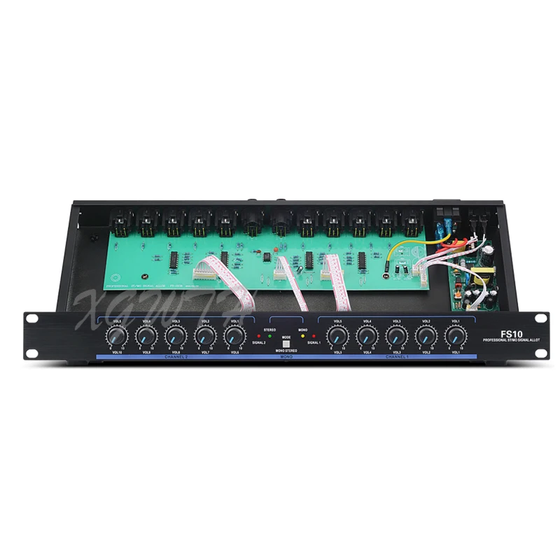 Stereo Mono Audio Signal Distributor 2 in 10 Out XLR Splitter Amplifier Stage Equipment DJ Conference Multi-amp Distribution