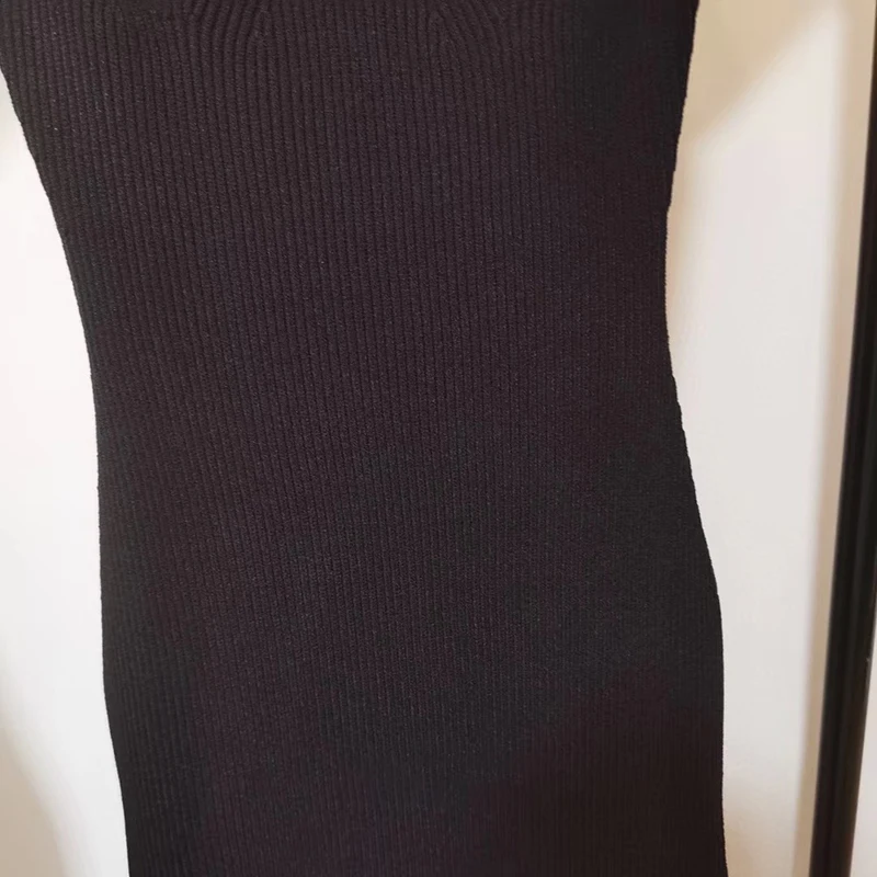 TWOTWINSTYLE Vntage Slim Knitting Women Dress Square Collar Short Sleeve High Waist Midi Dresses For Female Fashion 2020 Clothes