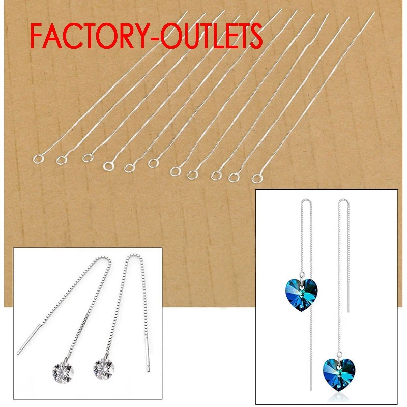 

Fast Shipping 10Pcs Lot Ear Threads DIY Fashion Jewelry Accessories Box Chain 925 Sterling Silver Earrings Findings Wholesale