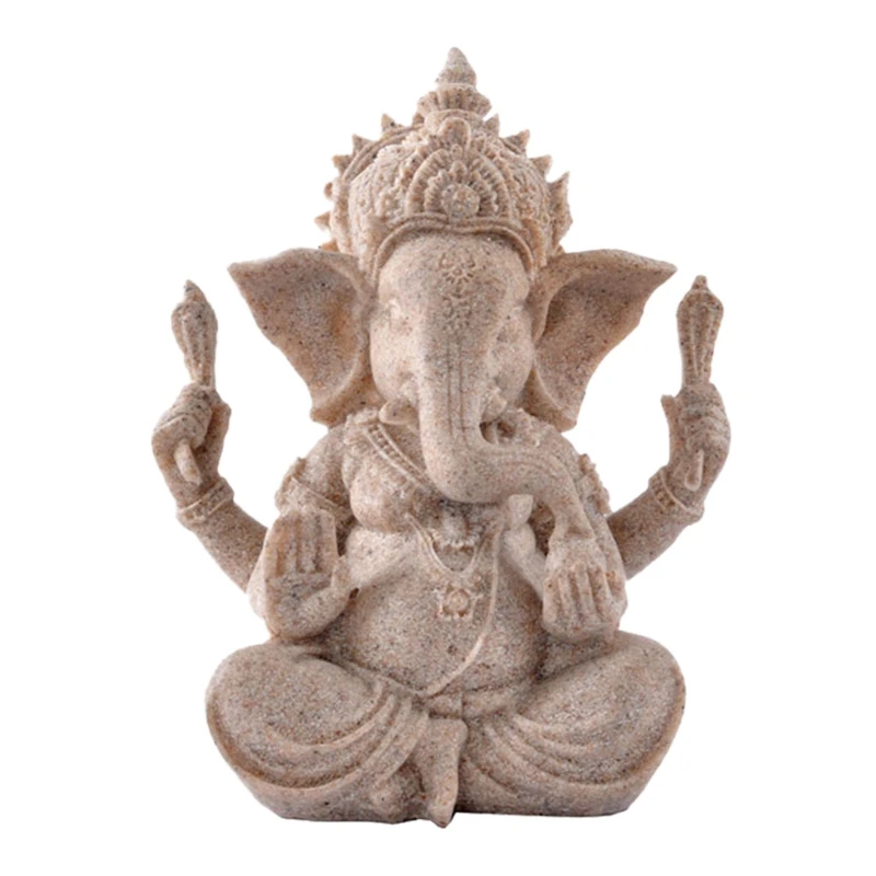 Sandstone Resin Crafts Indian Elephant Head God Statue Home Decoration Ornaments Buddhist Ganesha Buddha Sculpture | Дом и сад