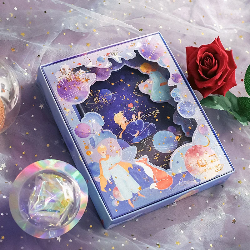 

Fox And Rose Hardcover Notebook Gift Pack Colorful Pages Diary Book 160P+Sticker+Deco Paper Creative Stationery Gift 2021