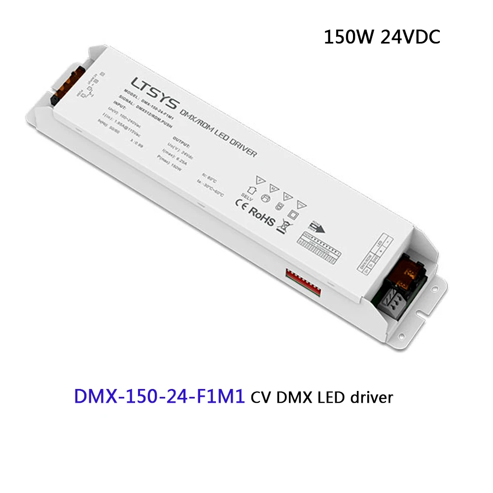 

LTECH led dimming intelligent driver;DMX-150-24-F1M1;AC100-240V input 24V/6.25A/150W output DMX512/RDM CV LED driver