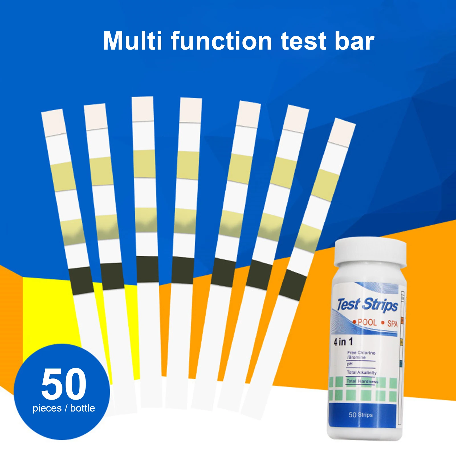 

4-In-1 Swimming Pool Test Paper Residual Chlorine PH Value Alkalinity Hardness Test Strip A Bottle Of 50 Hot Tub Water Quality