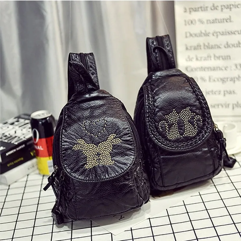 

Women Backpack Simple Fashion Travel Backpack Women's Chest Bag Soft Leather Backpack Small Backpack Bookbag Women's Bag