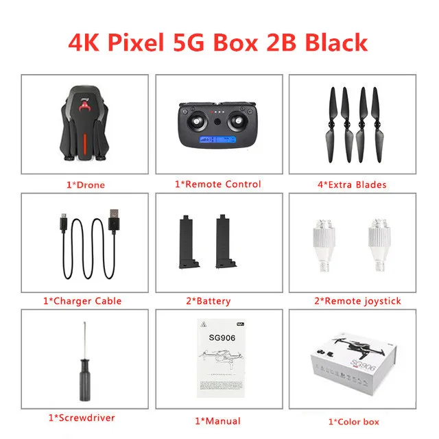 4K Pixel 5G Box 2B B SG906 портативный Радиоуправляемый Дрон 4K gps 5G wifi FPV HD Двойная камера Дрон широкоугольный бесщеточный селфи складной Дрон 4K Квадрокоптер дроны - Цвет: 4K Pixel 5G Box 2B B