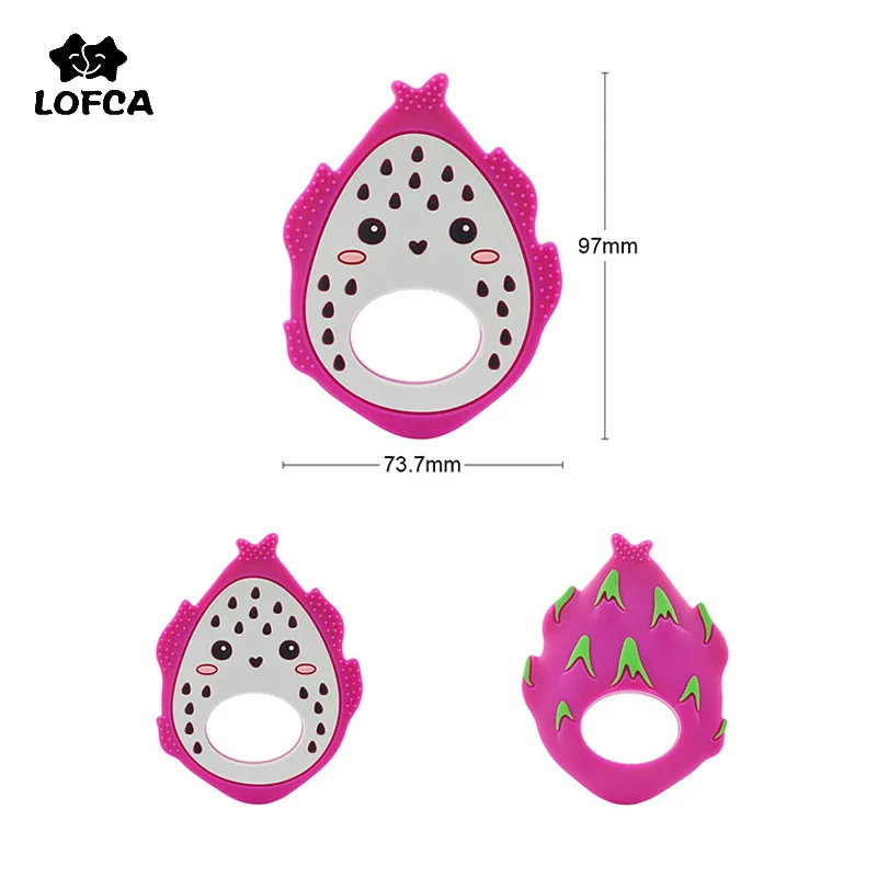 

LOFCA Pitaya Baby Teething Toys Teethers Silicone BPA Free Dragon Fruit Pendant Food Grade Chew Charms Silicone Beads Necklace