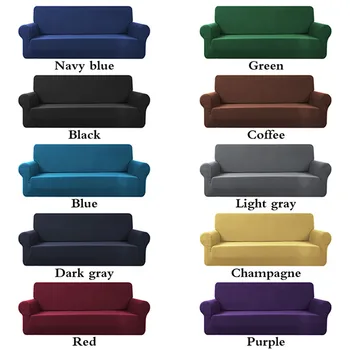 

10 Colors Waterproof Sofa Covers Solid Color Elastic Slipcover Non-slip Full Wrap Couch Covers