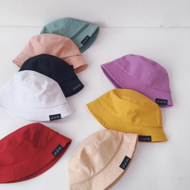Color sólido gorros de algodón para bebés de primavera y verano niños sombreros de Sol para niñas otoño sombrero de pescador playa tapas