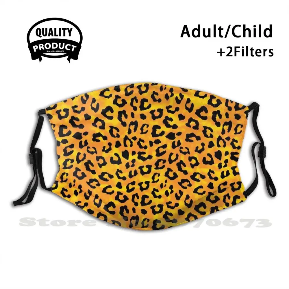 

Yellow Orange Cheetah Skin Print Fashion Mouth Masks Filter Adult Kids Face Mask Girly Cheetah Leopard Wild Cat Pattern Skin
