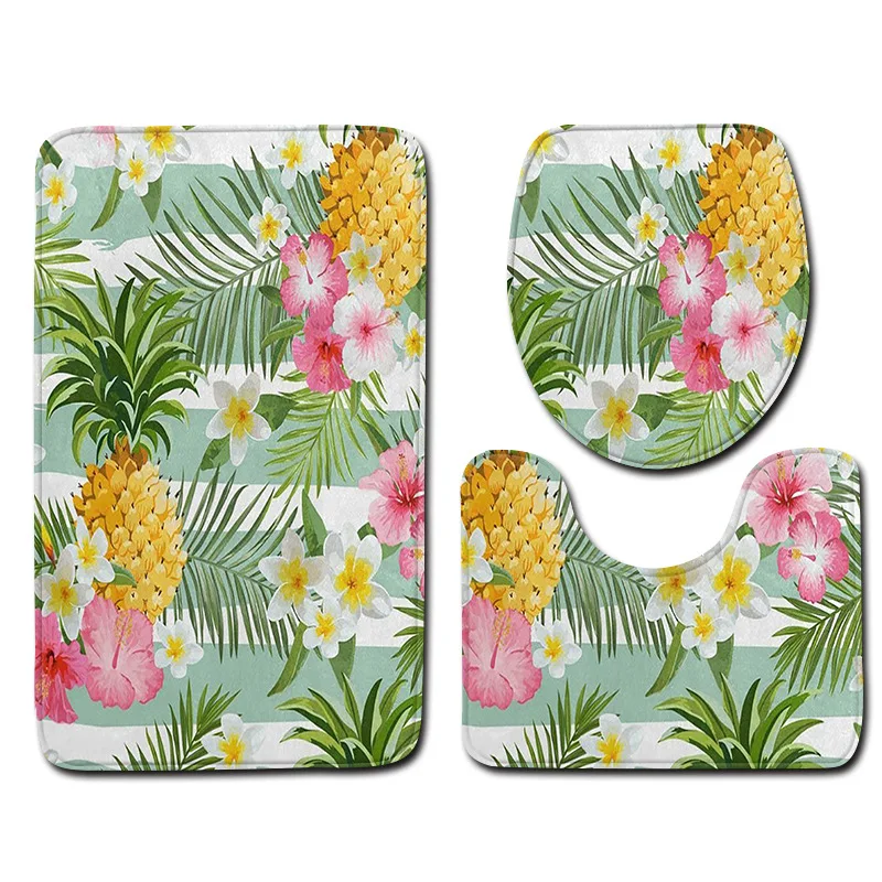 3 шт./компл. Набор ковриков для ванной фланелевый Противоскользящий кухонный коврик для ванной комнаты и туалета коврик моющийся Печатный современный напольный ковер