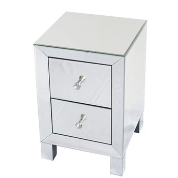 

Simple Bedside Table Cabinet Bedroom FCH Mirror Two Drawer Bedside Table Silver