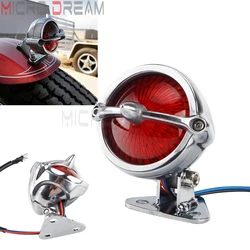 Motorcycle Custom LED Bates Rear Stop Taillight Black Red Lens Cafe Racer for Harley Bobber Retro Vintage Chopper Brake Lamp