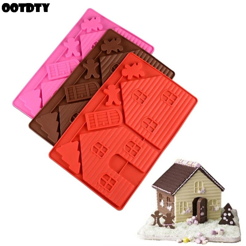 

Christmas House Chocolate Mould DIY Gingerbread House Silicone Xmas Pastry Baking Tools Accessories