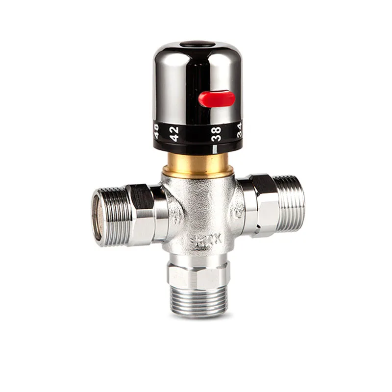 

Solar Water Heater Thermostatic Mixer Valve Brass Chrome Bathroom Faucet Temperature Mixer Control DN15/20/25 Faucet Valve
