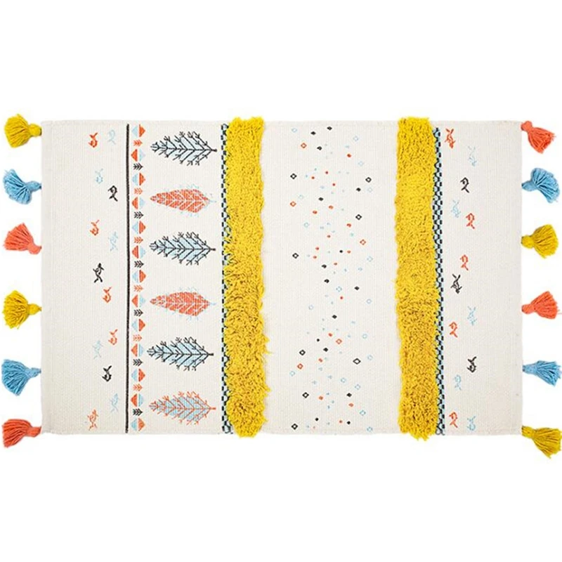 

Soft Nordic Style Cotton Carpet Suitable for Living Room Bedroom Children'S Room Home Carpet Door Mat Decoration House Desktop A