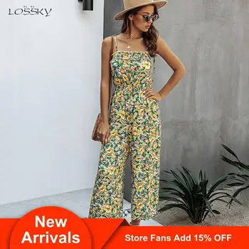 

Summer Romper Pants Women Floral Print Sexy Backless Tops One Piece Outfits Wide Leg Jumpsuit Vacation Clothing Suits 2020 Red