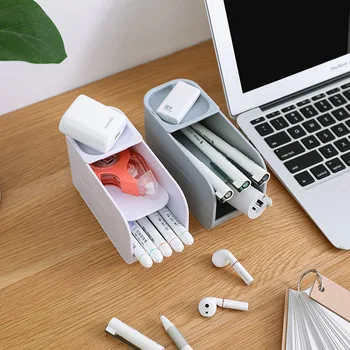 

Multi Functional Double Layer Stationery Storage Box Office Pencil Case with Cover Jewelry Storage Box Debris Organizing Box