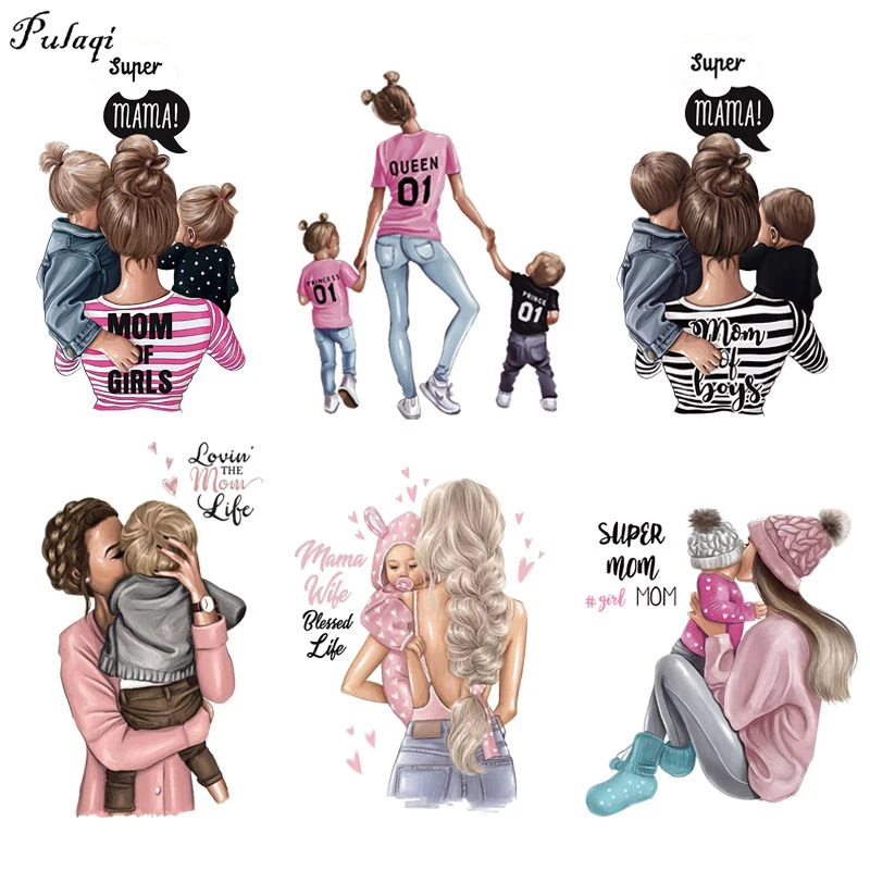 Autocollant En Pvc De Qualite A Pour Maman Et Bebe Transfert Thermique A La Mode Pour Maman Et Fille Aliexpress