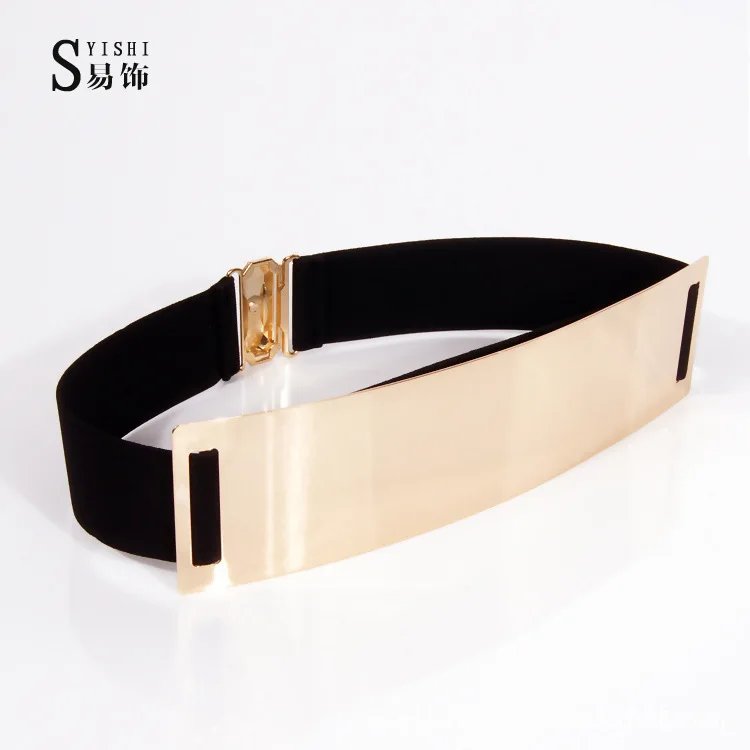 Hot Designer Belts for Woman Gold Silver Brand Belt Classy Elastic ceinture femme 5 color belt ladies Apparel Accessory - Цвет: Black