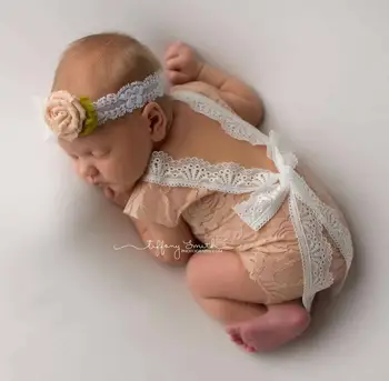 

Newborn Baby Kids Newborn Baby Full Moon Hundred Days Photography Clothing Baby Summer Lace Climbing Suit