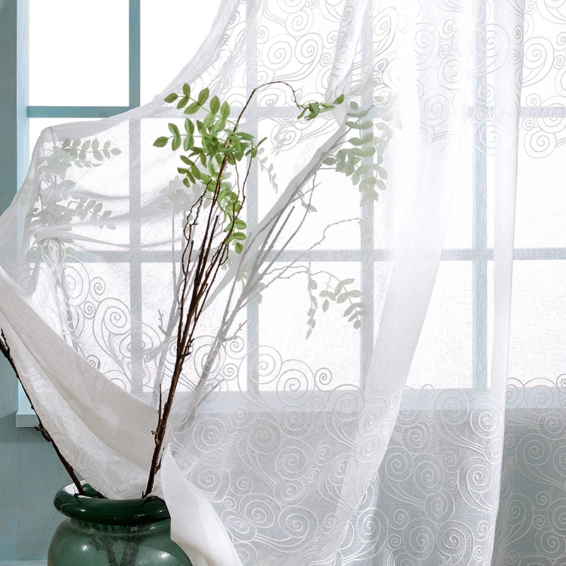Затемненные синие вышитые шторы для гостиной, спальни, хлопчатобумажная ткань для кабинета, высокое качество, декоративные шторы
