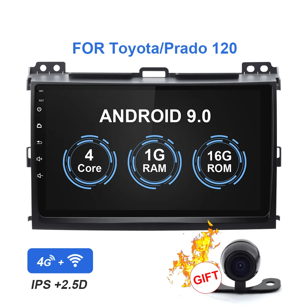 1G RAM 16G RAM YUEMAIN Автомобильный мультимедийный плеер 2Din 8,1 android магнитофон Стерео gps для Toyota Land Cruiser prado 120 2004-2009 9 дюйм радио - Цвет: 1G RAM 16G RAM