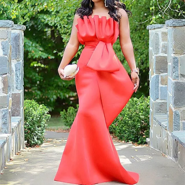 Clocolor Sexy Strapless Red Long Party 