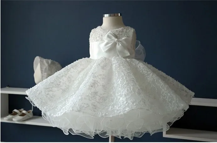 Благородное платье на крестины из белого шифона для новорожденных девочек; платье-пачка принцессы с большим бантом; платье для дня рождения или свадьбы
