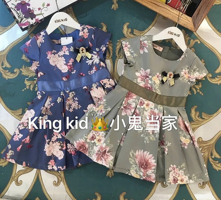 

Flower Prints Ribbons Princess Baby Girls Dress 2020 New Spring Summer Party Kid Dress For Girl Wholesale Children Clothes 6pLot
