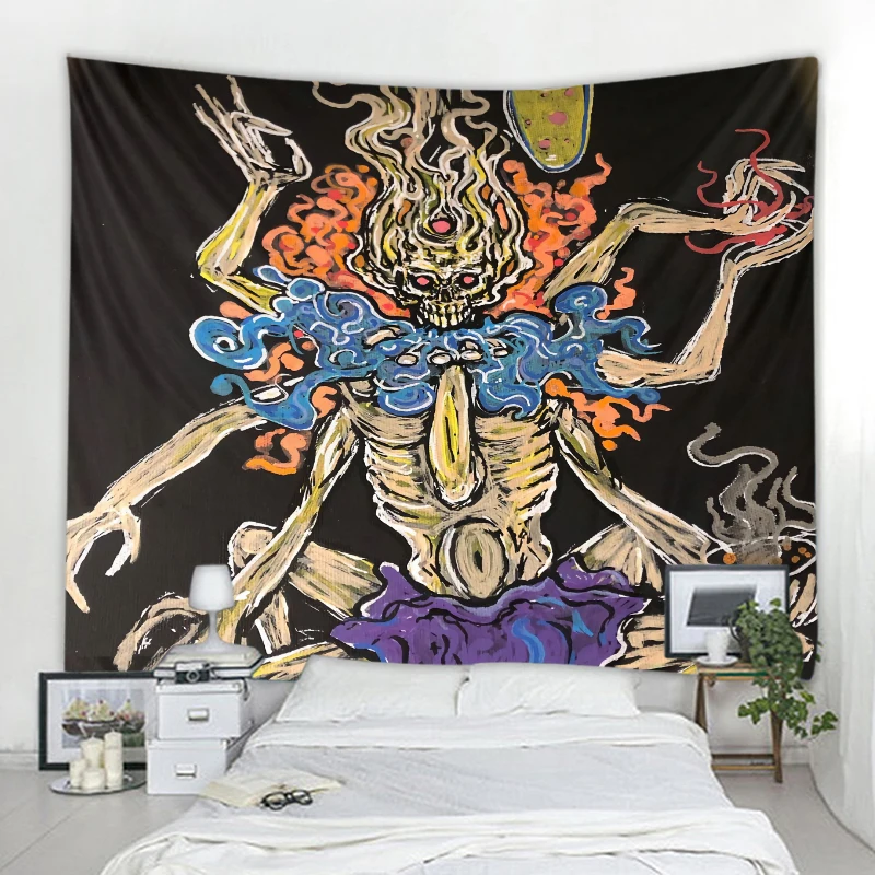 

Skeleton psychedelic wall decoration tapestry curtains bashing witchcraft bohemian hippie wall decoration tapestry curtain wall