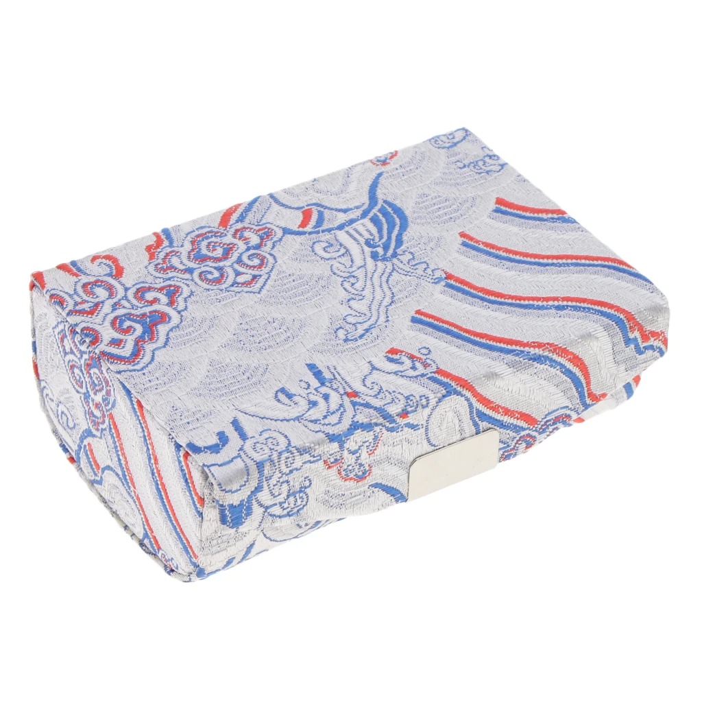 Retro Brocade Embroidered Chinese National Costume Design Lipstick Jewelry Case Holder Box With Mirror- Holds 2 Lipsticks