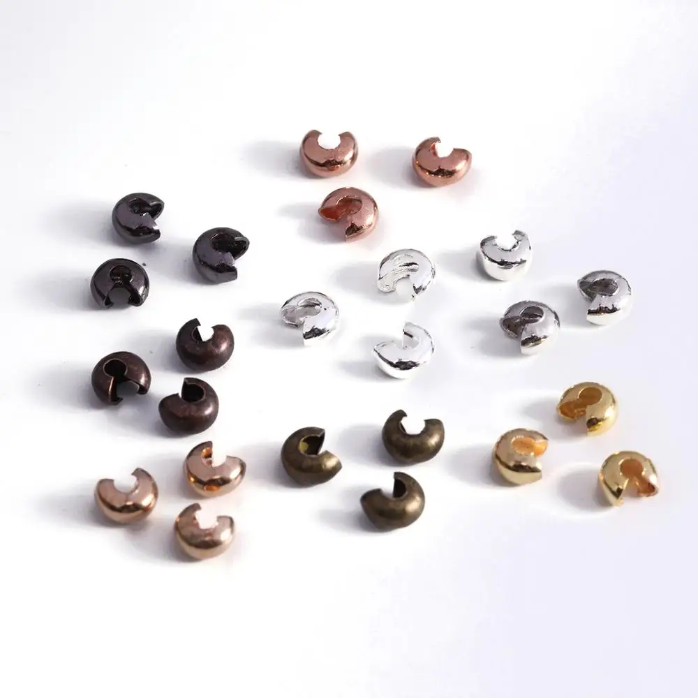 mix color 100 шт./лот серебряные медные круглые крышки обжимной Конец Бусины диаметром 3 4 5 мм ограничитель бусины для DIY фурнитура для изготовления ювелирных изделий - Цвет: mix color