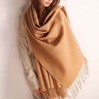 High Quality Cashmere Scarves Women 2024 New Winter Thicken Warm Soft Pashmina Shawls Wraps Solid Female Wool Long Tassel Scarf 1