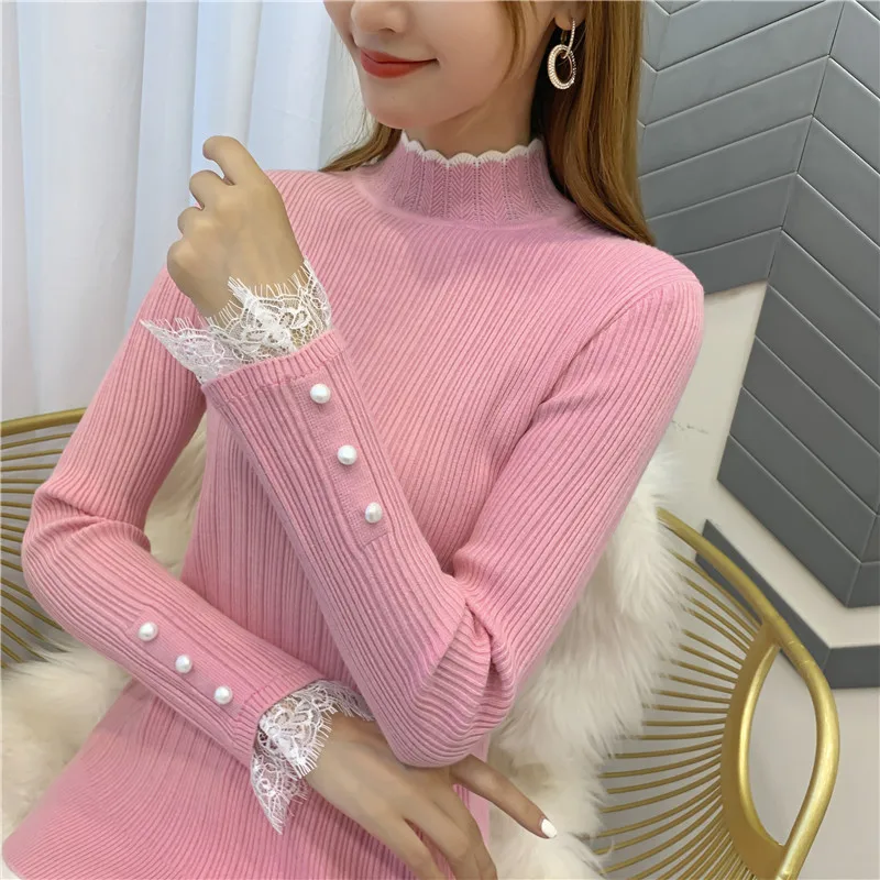 Пуловер Blusas De Inverno Feminina, 9411, настоящая фотография, утепленный джемпер с кружевными рукавами, 38- 1-й этаж, 3 ряда, 4 полки