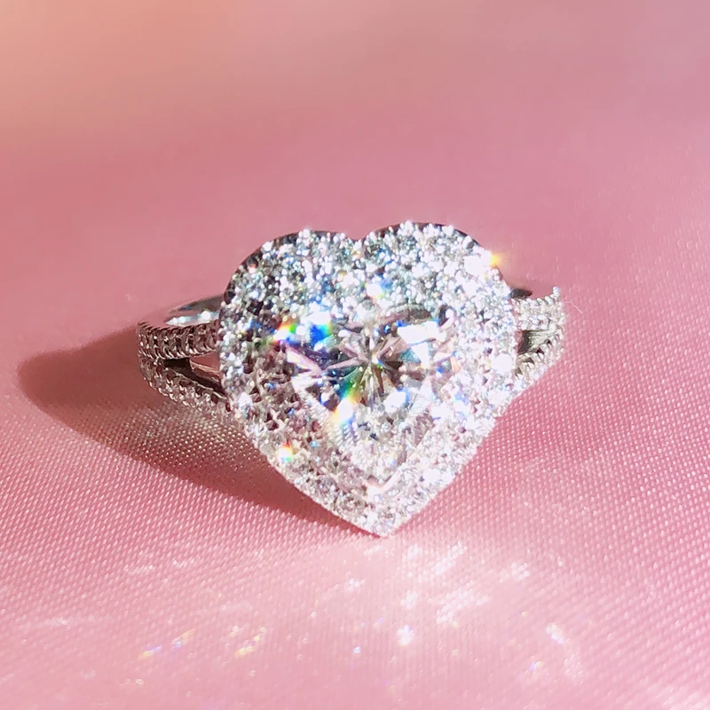 

100% 18K gold ring and moissanite diamond 2ct D VVS Luxury wedding ring With national certificate SW14