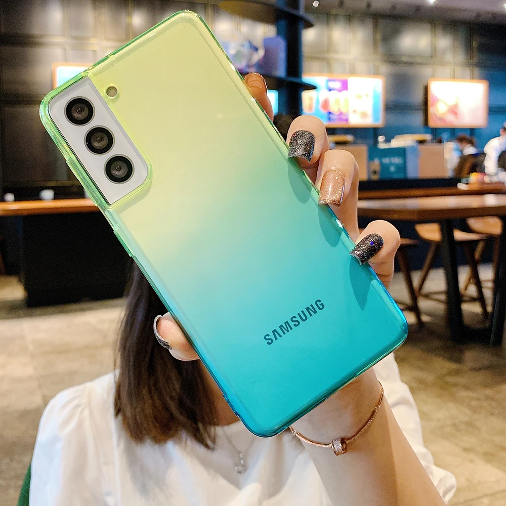 Gradient Clear Soft Case For Samsung Galaxy Note 20 S21 S20 Fe Ultra S10 Plus A72 A52 A71 A51 A70 A50 Silicone Ultra Thin Cover