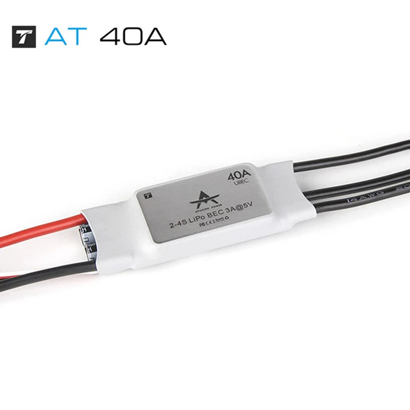 

T-Motor AT series 2-4S 5V/5A Fixed-wing ESC AT 40A speed controller ESC support BEC output for RC fixed-wing airplane RC Model