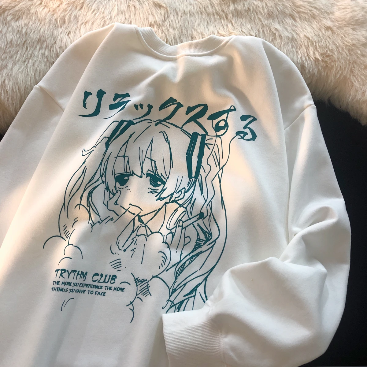 

Sweet Kanji Girl Punk Anime Hoodie Sweatshirt 2021 Korean Ins Japanese Harajuku Style Hot Student Teens Clothes Long Sleeve Tops