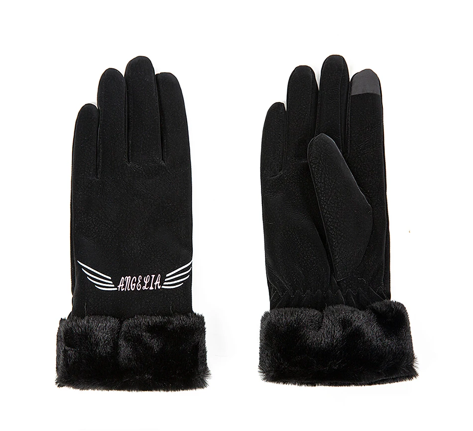 Водонепроницаемые зимние перчатки для женщин, дизайн, перчатки с сенсорным экраном, кожаные толстые теплые перчатки, женские эластичные варежки