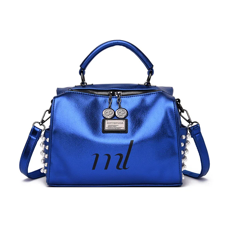 Новая мода жемчужные женские сумки высокого качества мягкий кожаный рюкзак изысканные роскошные сумки через плечо для женщин Mochila Feminina - Цвет: Blue