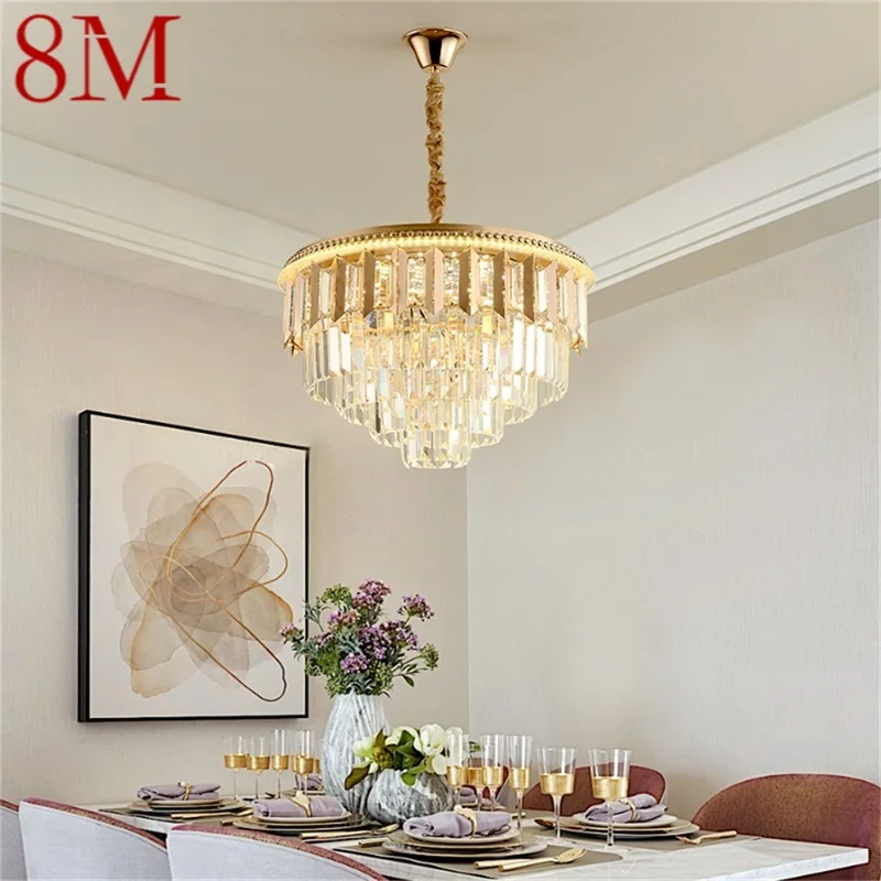 

8M Gold Chandelier Pendant Lamp Postmodern Luxury Light Home LED Fixture for Living Dining Room