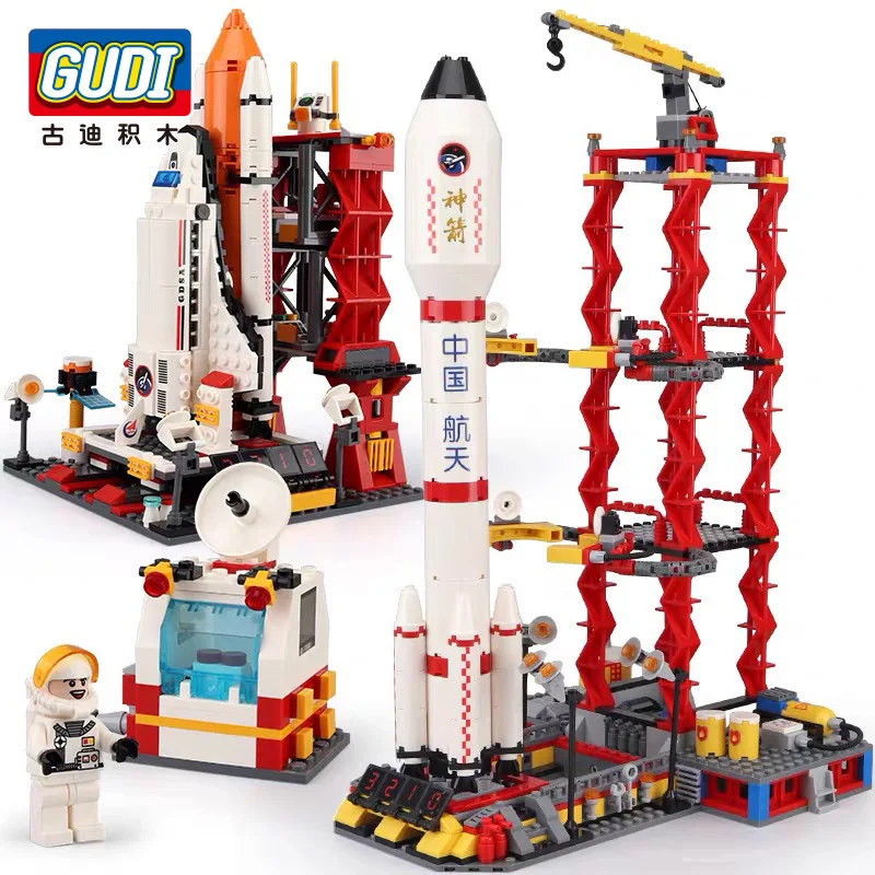 

City Spaceport Space Shuttle Building Block Sets Aerospace Rocket Space Center Astronaut Model Bricks Classic Educational Toys