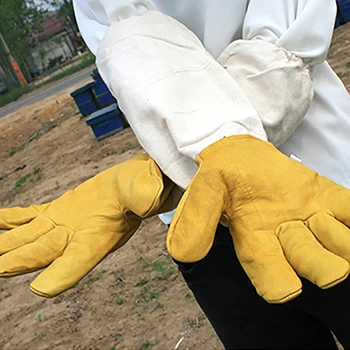 

Beekeeping gloves Protective Sleeves Ventilated Professional Anti Bee for Apiculture Beekeeper Beehive Yellow beekeeping gloves