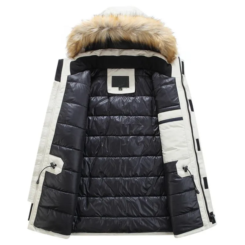 Mens Winter Jacket warm Thick Cotton Multi-pocket Hooded Jacket Male casual Fur Trim Coat men\'s Down jacket coat Plus size M-6XL