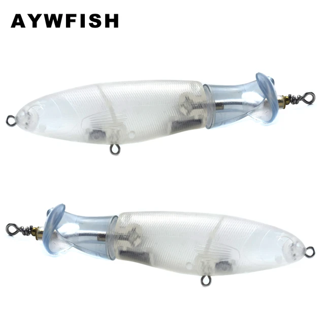 AYWFISH 10PCS A Lot Unpainted Popper 100mm / 110mm / 145mm Wholesale Lure  Clear Body Tackle Topwater Plastic