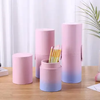 

Gradient PU Leather Makeup Brush Tools Holder Portable Travel Cosmetic Pens Storage Cup Case Box Organizer