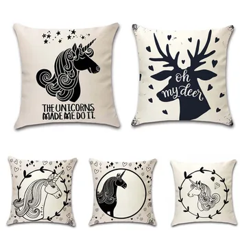 

Unicorn painting Polyester Silk Cushion Cover decorative Home sofa chair car seat friend children's bedroom gift pillowcase