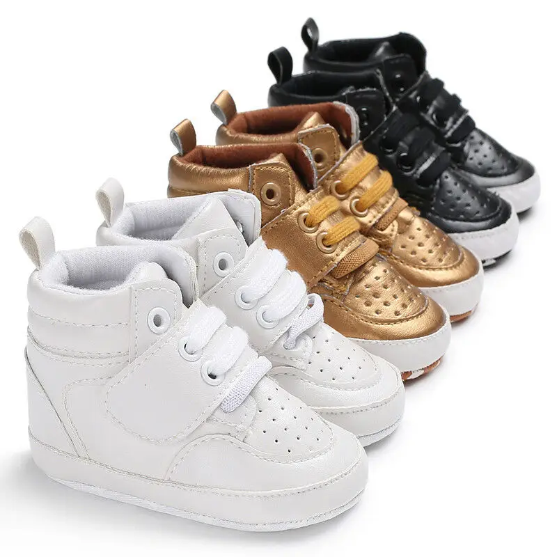 Brand New Newborn Baby Boy Girl Soft Sole Crib Shoes Warm Boots Anti-slip Sneaker PU Breathable Solid First Walkers 0-18M
