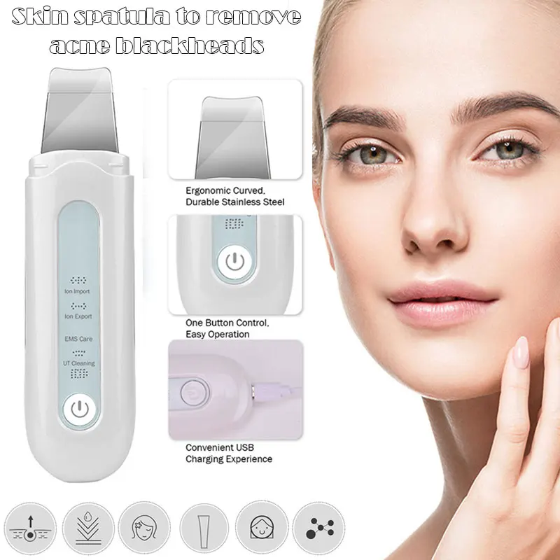 US $20.42 Deep Cleaner Tool Facial Ultrasonic Skin Scrubber Spatula Face Extractor Peeling Tool EY669